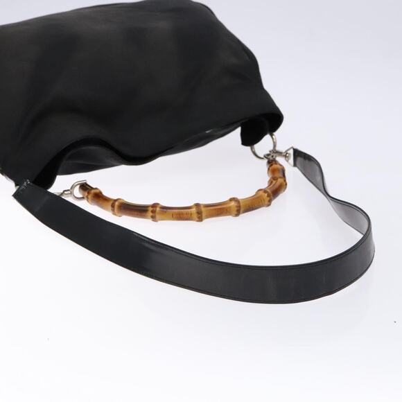 GUCCI Bamboo Shoulder Bag Canvas Black Silver 001 2123 001 2123 - Picture 9 of 12